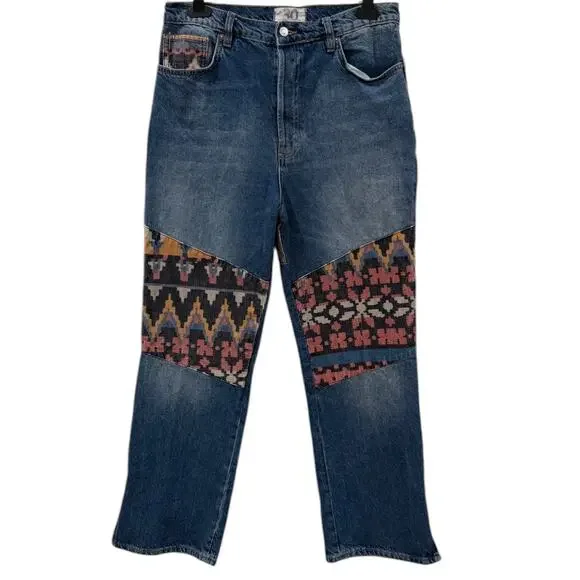 Free People Rocky Mountain Straight Leg Jeans In Alpine Blue - Picture 7 of 7